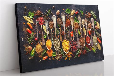 Kitchen Wall Art Herbs Spices Cooking Kitchen Wall Decor Canvas Wall