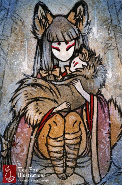 Kitsune Fox Yokai Girl Japanese Style 4X6 By Teafoxillustrations 6 00