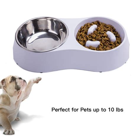 Klaskware Dog Slow Feeder Bowls Double Stainless Steel Cat Dishes With