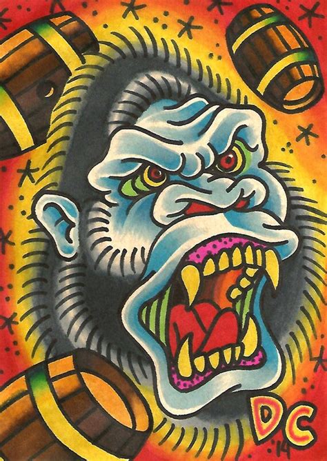 Kong Tattoo Flash Print 5 By 7 Inspired By Donkey Kong Flash