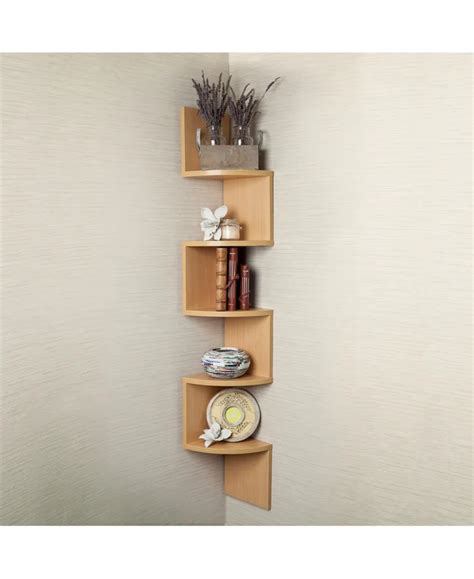 Laminated Veneer Corner Wall Mount Shelf Contemporary Display And