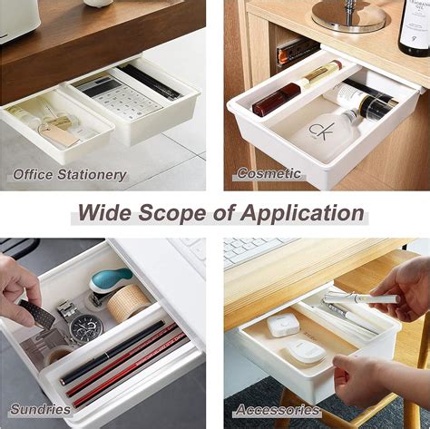 Landmore Under Desk Drawer Organizer Self Adhesive Desk Drawer