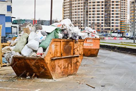 Large Iron Industrial Trash Can A Mess With Garbage With Dirt Poor Safety Unsanitary