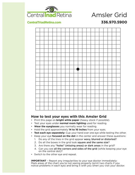 Large Printable Amsler Grid