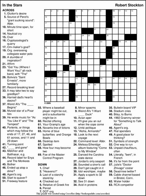 Free Large Printable Crossword Puzzles for Adults and Seniors