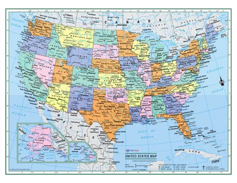 Large Printable US Map for Travel and Education