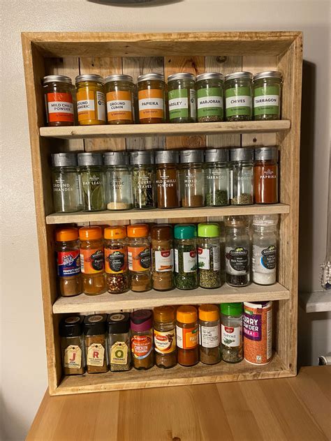 Large Rustic Spice Rack Handmade Reclaimed Pallet Wood Etsy