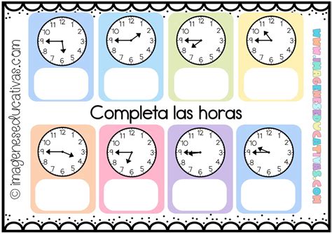 Las Horas Fichas Para Repasar Las Horas