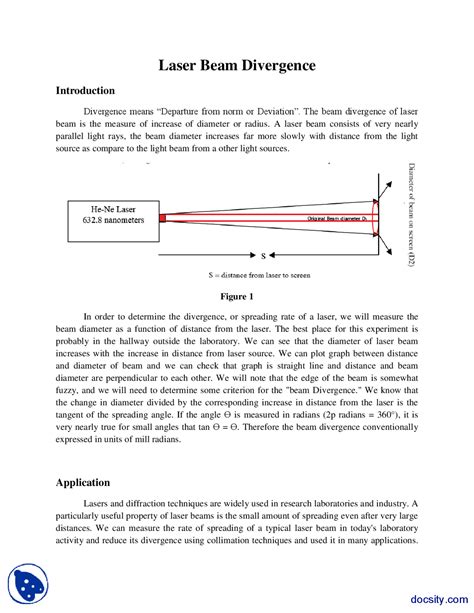 Laser Beam Divergence Physics Report Docsity