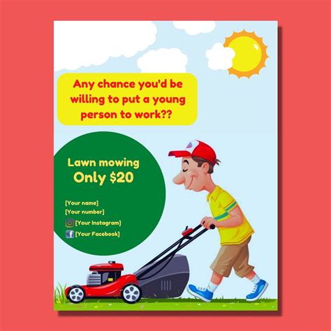 Lawn Mowing Flyer For Kids