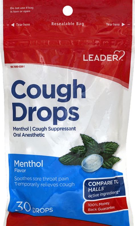 Leader Cough Drops Menthol 30 Ct