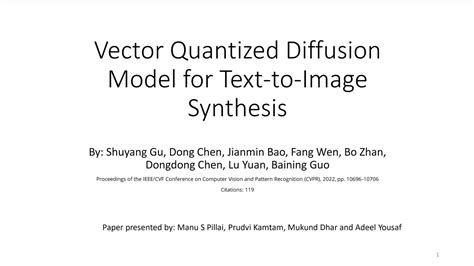 Lecture 16 Vector Quantized Diffusion Model For Text To Image