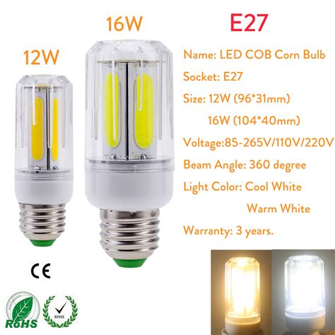 Led Corn Cob Light Bulbs E26 E27 E14 E12 B22 12W 16W Bright Lamp Save