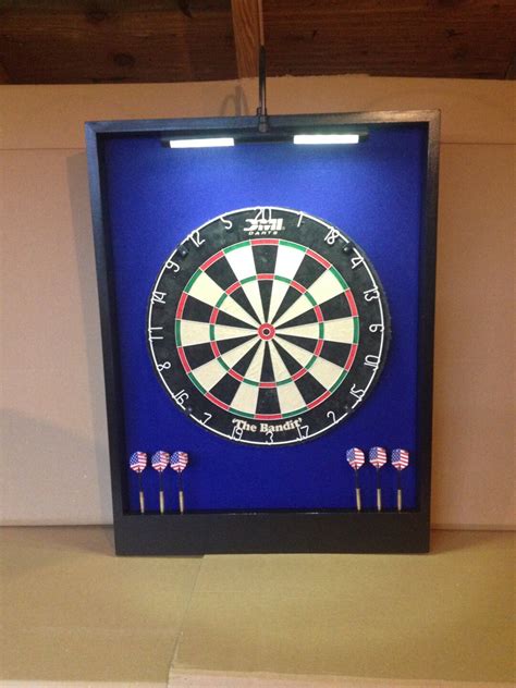 Led Lighted Royal Blue And Black Trim Custom Dart Board Backboard