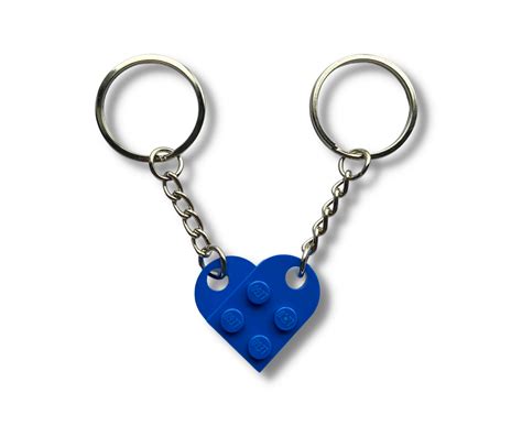 Lego Blue Heart Keychain Keyring Set Personal Base