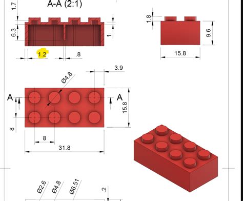 Lego Brick Dimensions 2X4