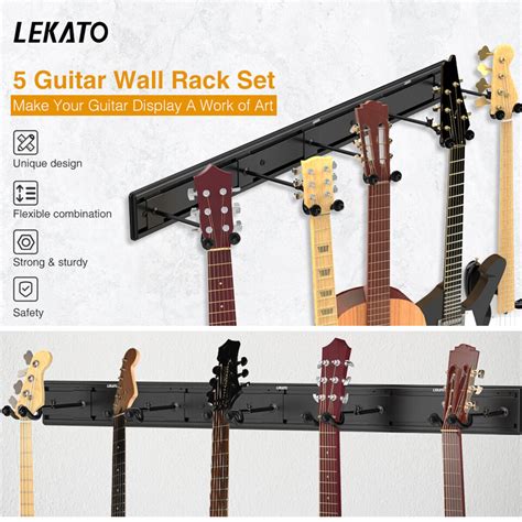 Lekato 5 Guitar Wall Rack Mount For Electric Acoustic Guitars Amp Bass 5 Guitar Rack Aluminum