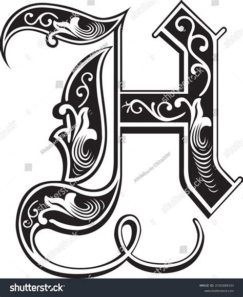 Letter H Tattoo Designs Illustrations Royalty Free Vector Graphics