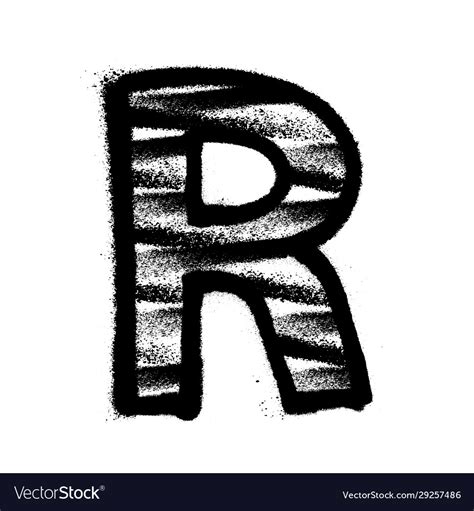 Letter R Graffiti Alphabet With Spray Lines Vector Image