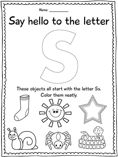 Free Printable Letter S Worksheets for Kids