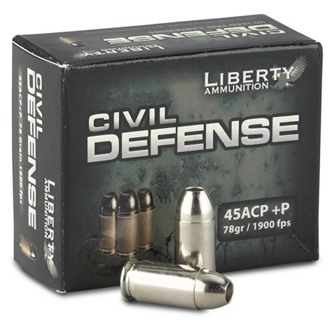 Liberty Civil Defense 45 Acp Hp 78 Grain 20 Rounds 609522 45