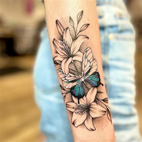 Lily And Butterfly Tattoo Designs