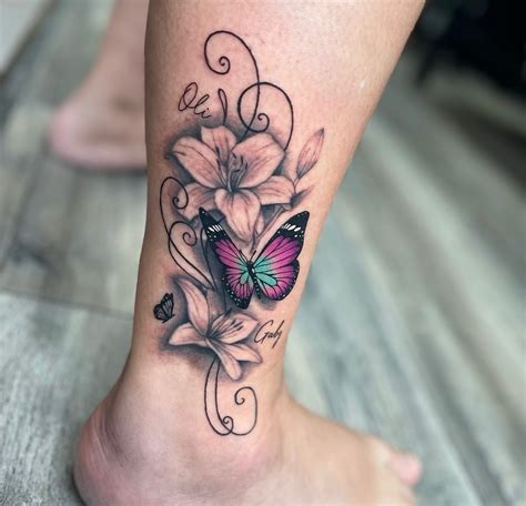 Lily Butterfly Tattoo Designs Ideas for Women