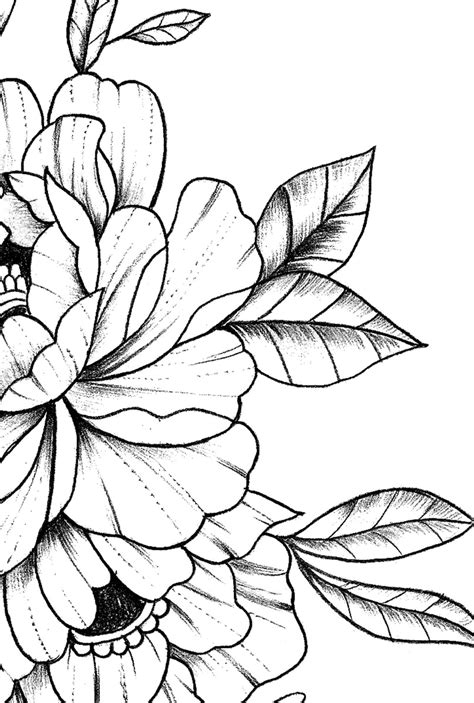 Linework Peony Tattoo Design Created By Tattoo Artist Tattoodesignstock