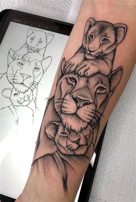 Lion Family Tattoo Designs: Roaring Symbol of Unity