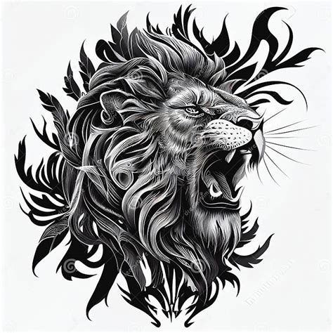 Lion Tattoo Ink Stock Illustration Illustration Of Portrait 271566016