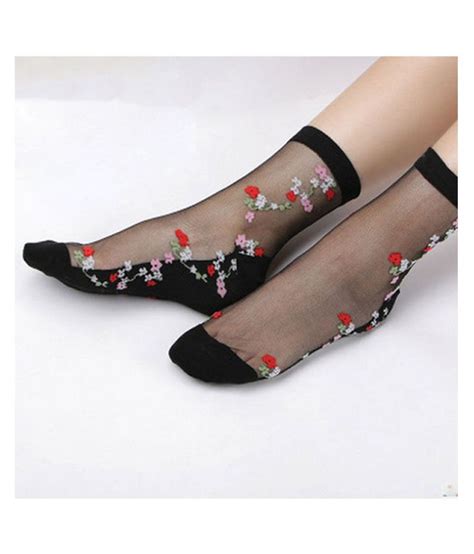 Littledesire Ultrathin Floral Embroidery Socks 5 Pairs Buy Online At