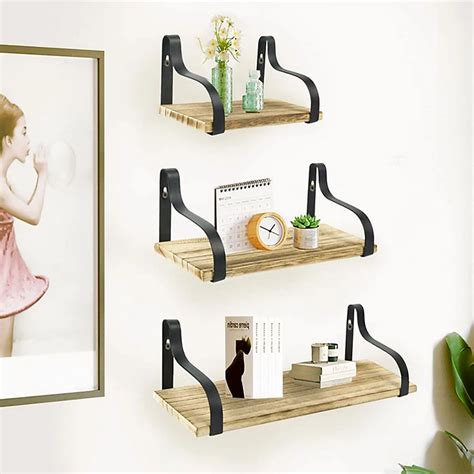 Livingandhome Set Of 3 Industrial Flat Panel Wall Mounted Shelf With