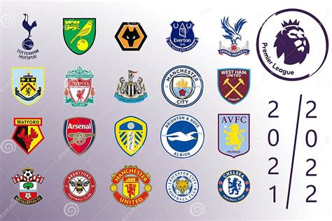 Logos Aller Teams Der Englischen Premier League Redaktionelles Bild