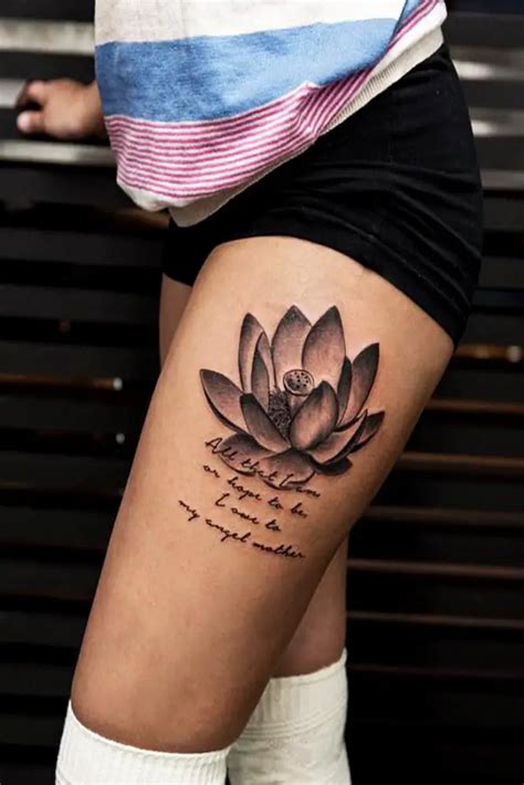 Lotus Flower Thigh Tattoo Designs for Inner Peace