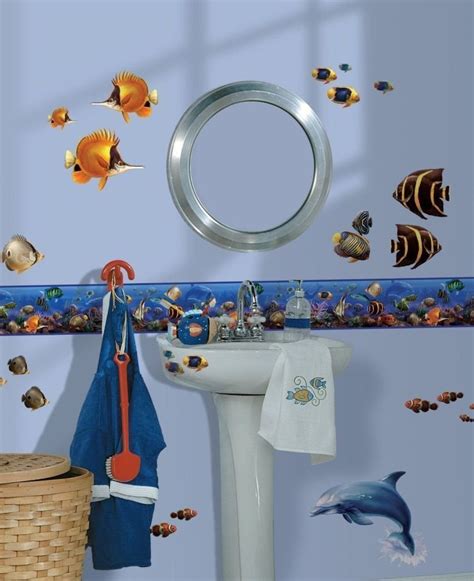 Lunarland Sea Wall Border Room Wallpaper Decals Ocean Fish Dolphin