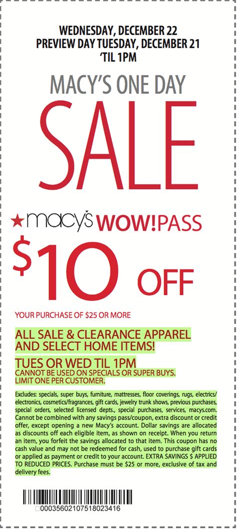 Macy's $10 Off Printable Coupon Savings Inside