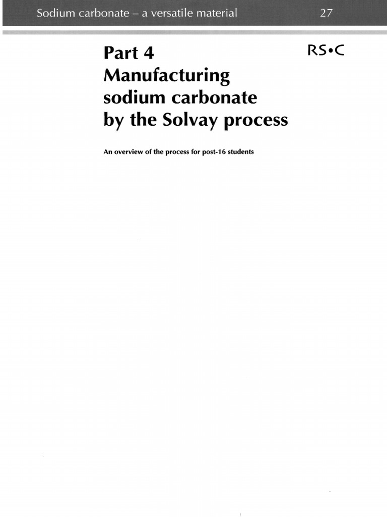 Manufacturing Of Sodium Carbonate Using Solvay Process