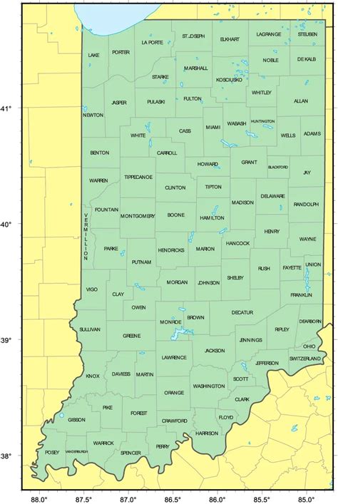 Map Of Indiana Counties Printable Printable Templates Wonderland