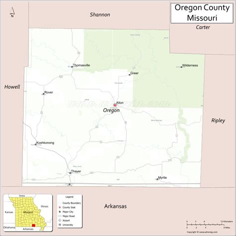 Map Of Oregon County Missouri Showing Cities Highways Important