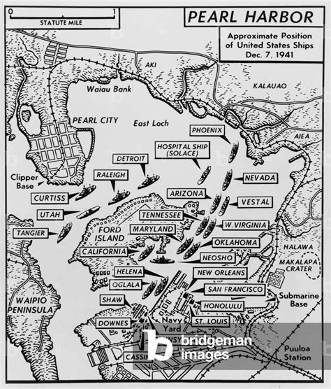 Map Of Pearl Harbor With Location Of Ships Just Prior To The Japanese