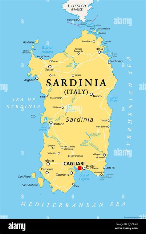 Map Of Sardinia Illustration Of The Map Of The Sardinia Italy