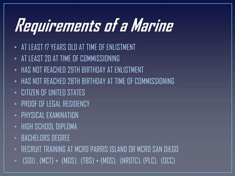 Marine Plc Requirements