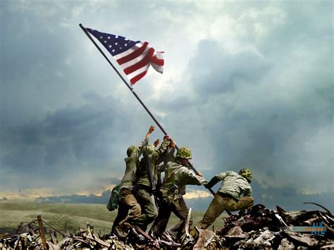 Marines Raise The Flag Over Iwo Jima In The National Marine Corps