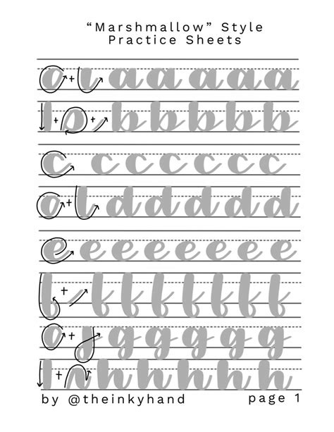 Marshmallow Calligraphy Practice Sheets Calli Graphy