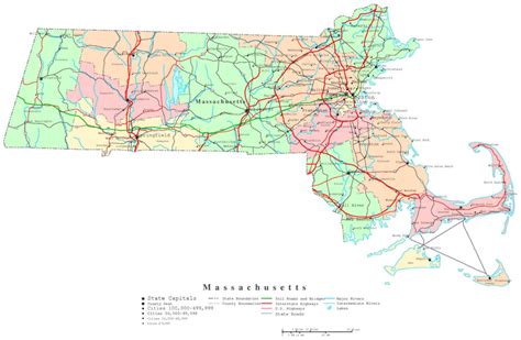 Massachusetts Printable Map Ruby Printable Map