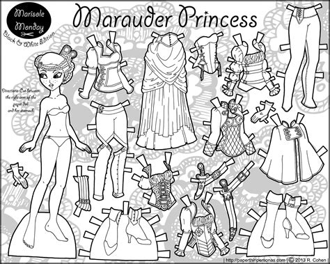 Maurader Princess Paper Doll Coloring Page Paper Dolls Paper Dolls