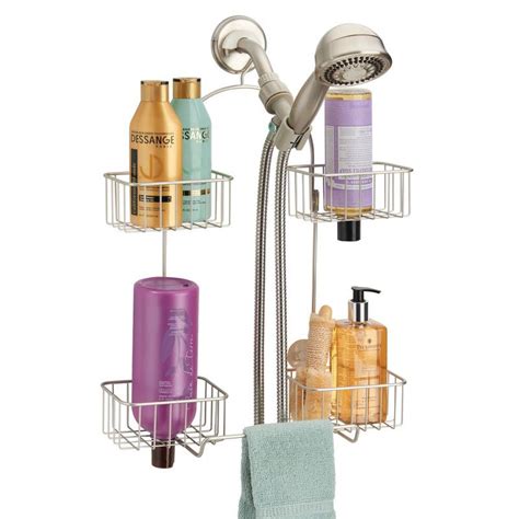 Mdesign Shower Caddy For Hand Held Shower Head And Hose 4 Baskets Target