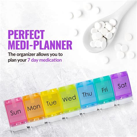 Medca 7 Day Pill Organizers Pack Of 2 Easy Push Button Assisted