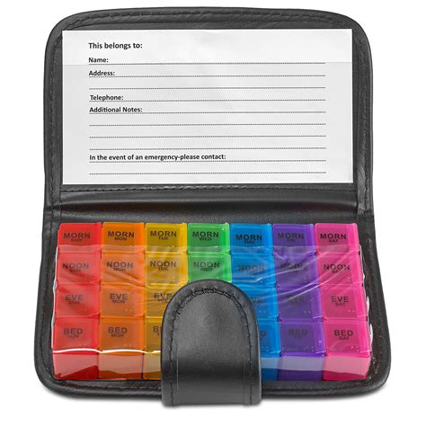 Medca Weekly Pill Organizer 4 Times A Day With Travel Pill Case 7 5