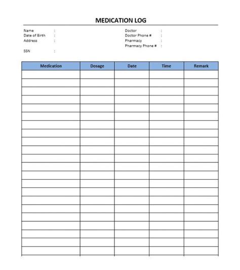 Medication List Template Free Download Fabulous Blank Medication Free Printable Medication